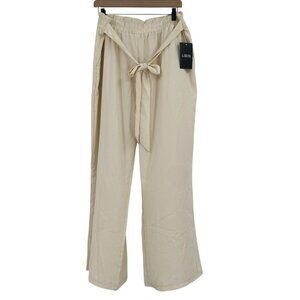 Libin Women's Size XXL Cream Pull On Wide Leg Pants Belted Relaxed NWT